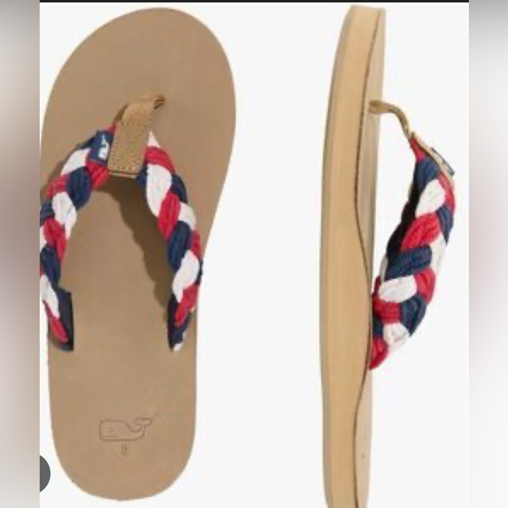 Vineyard vines Red, White, and Blue Braided mens Flip Flops